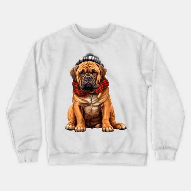 Winter Bullmastiff Dog Crewneck Sweatshirt by Chromatic Fusion Studio